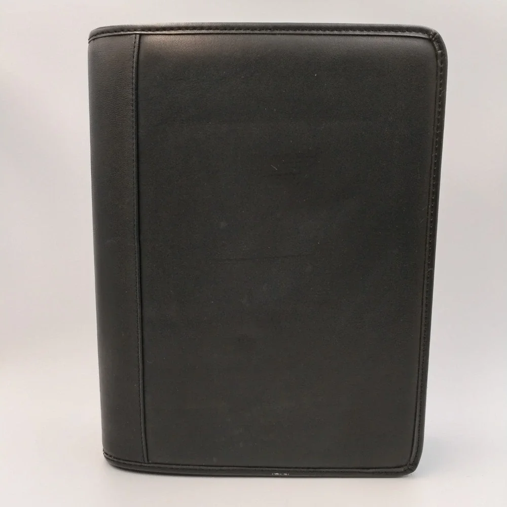 Franklin Planner‎ Classic Leather Zipper Binder 7 Ring Organizer Black 19624.498